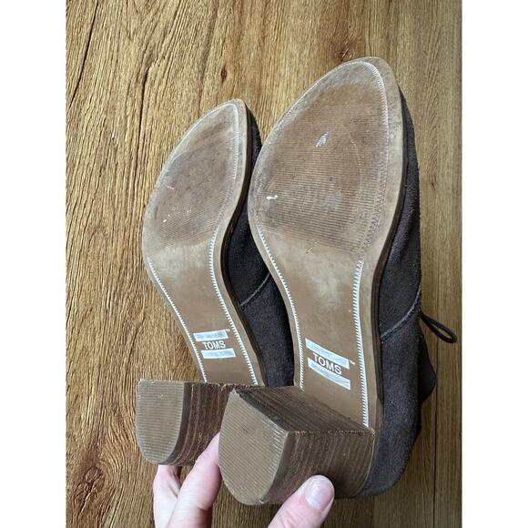 Toms Brown Suede Block Heel Ankle Booties Size 8.5 - Picture 5 of 5